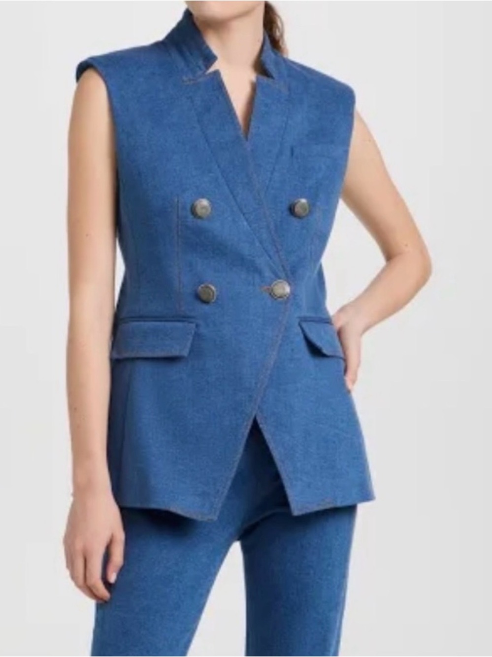 Veronica Beard Amika Cosmos Blue Blazer Vest